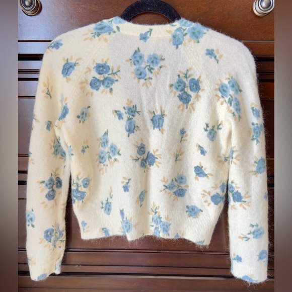 Sezane Nerys Cardigan Blue Floral Sweater. Size Small - Picture 7 of 12